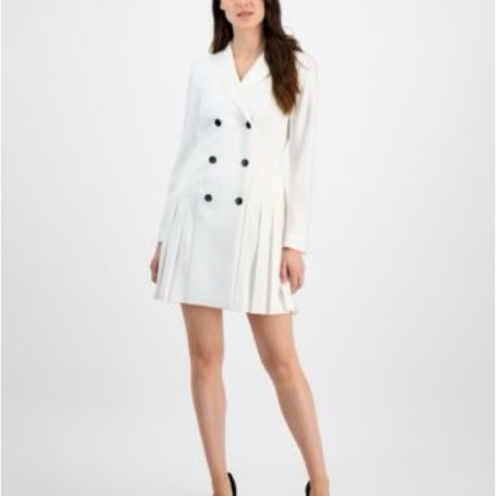 Tahari ASL White Long Sleeve Dress